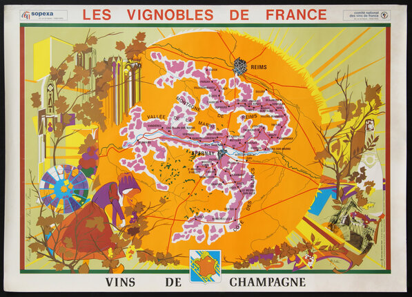 Les Vignobles De France Vins De Champagne Original Vintage