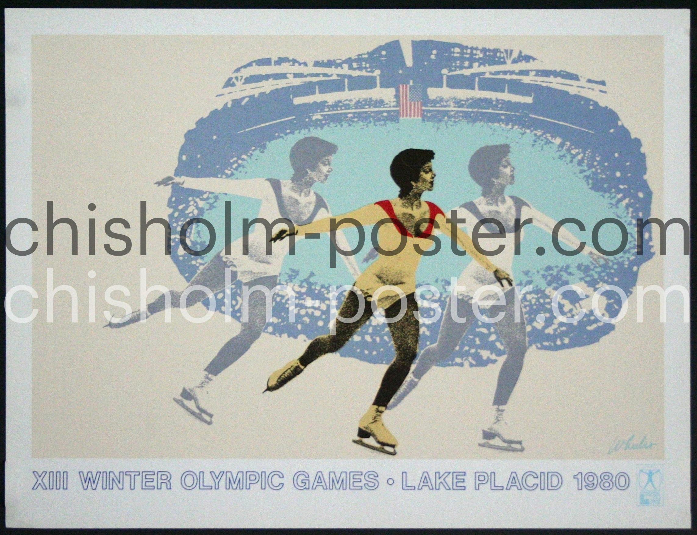 1980 Olympic Winter Games Lake outlets Placid (figure skating) - Original Vintage Poster