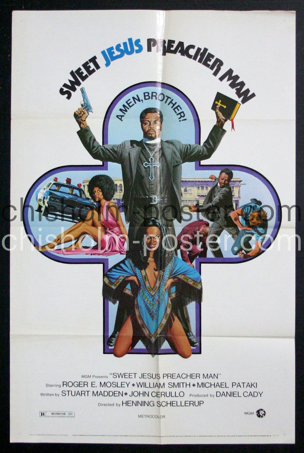 Original 1973 Sweet Jesus Preacher Man 30x40 Movie Poster, Roger Mosley, deals Blaxploitation, Black Jesus