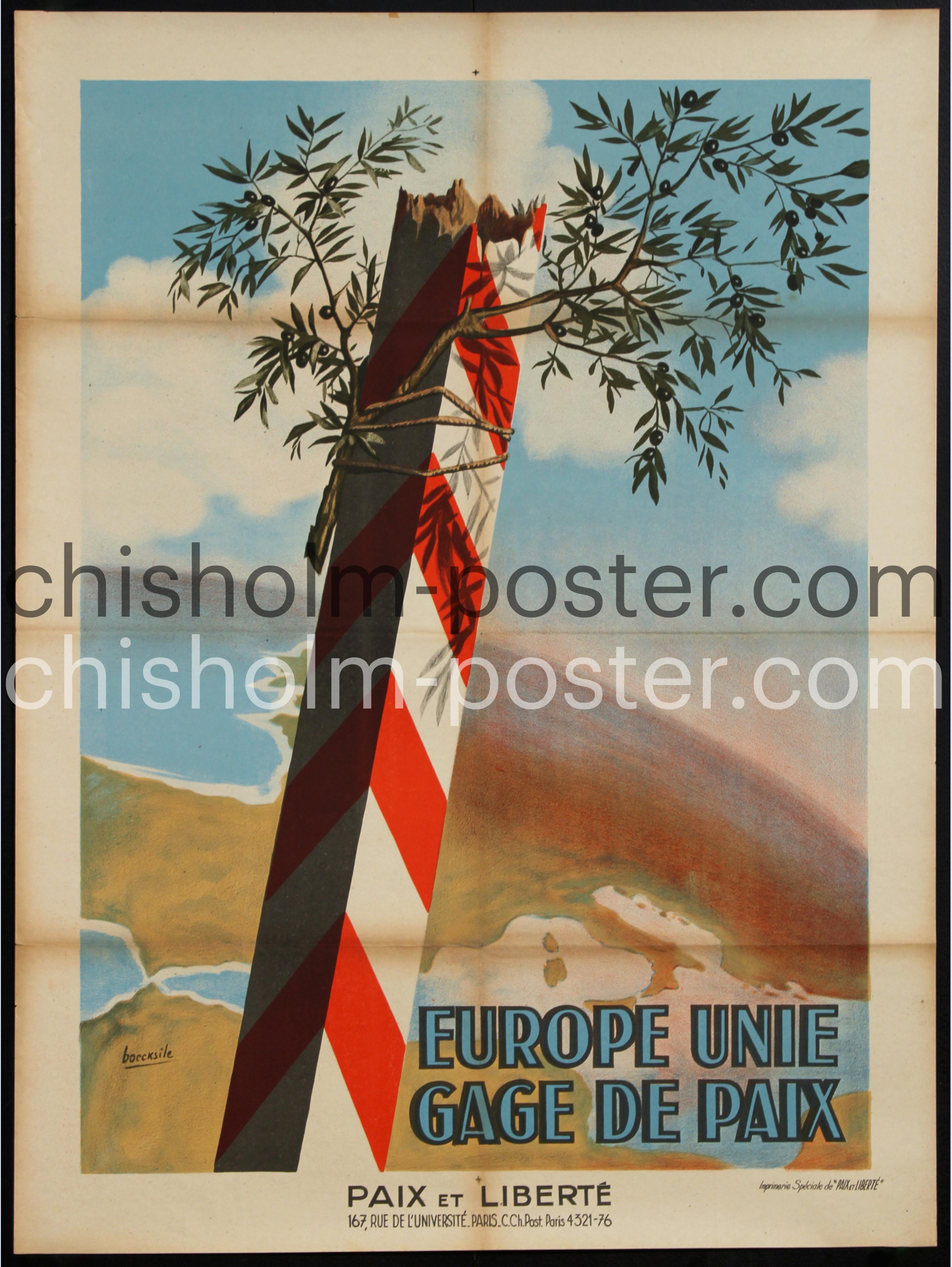 Paix Et Liberte Europe Unie Gage De Paix Original Vintage Poster