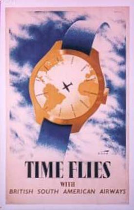 a poster with a watch and a plane