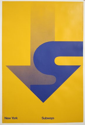 a yellow and blue poster