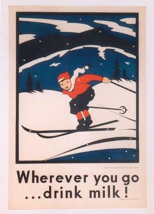 a poster with a boy skiing