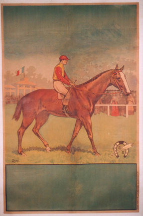 a horse and jockey on a poster