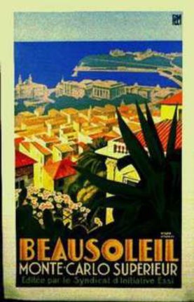 a poster with a city landscape