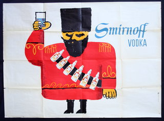 a poster of a man holding a glass of vodka