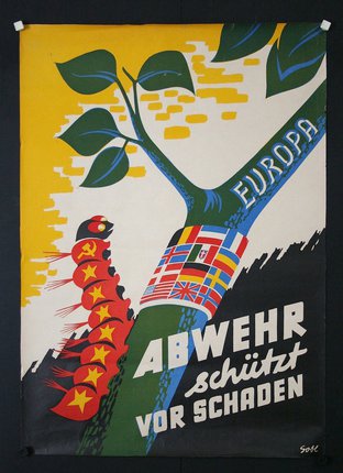 a poster with a caterpillar and a tree