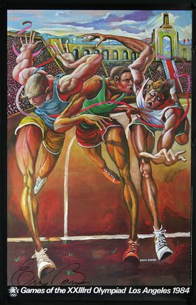 a painting of a group of athletes