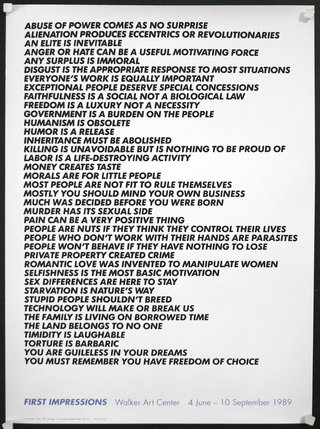 Jenny Holzer - Truisms, 1977-1979 (Every achievement requires a sacrifice —  Imposing order) - Printed Matter