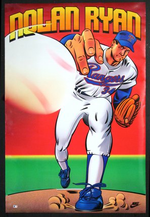 Vintage 1990 MLB Texas Rangers Nolan Ryan Pitching Flaming Ball And St – F  As In Frank Vintage