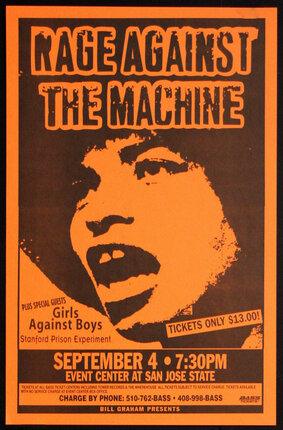 Rage Against the Machine - Event Center At San Jose State (Orange) |  Original Vintage Poster | Chisholm Larsson Gallery