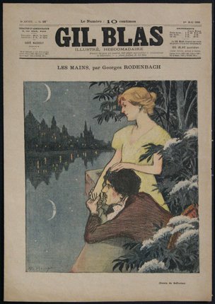 a magazine cover with a woman standing on a man's head