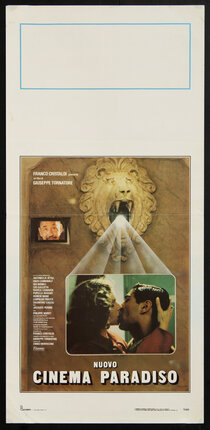 a movie poster of a man kissing a lion head