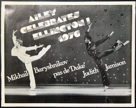 a poster of two men dancing