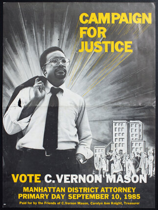 a poster of a man with a tie and glasses