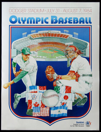 Olympic Baseball - Dodger Stadium 1984, Original Vintage Poster