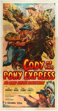 a movie poster of a man on a horse