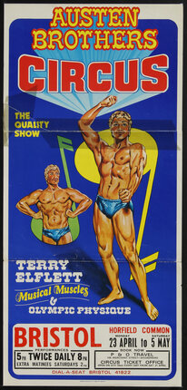 a poster of a  strong man flexing his muscles