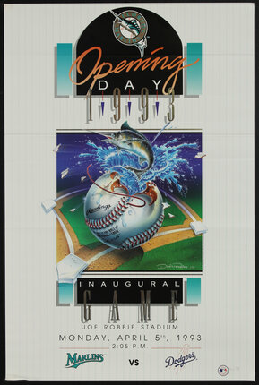 Florida Marlins vs Dodgers - Inaugural Game 1993 Opening Day, Original  Vintage Poster