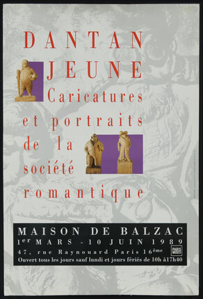 a poster with text and images of statues