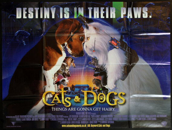 a movie poster with dogs and a gun