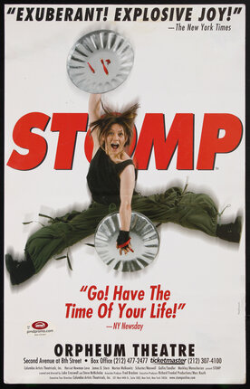 a poster of a woman jumping