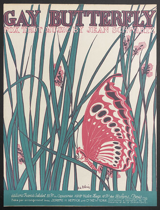 sheet music book cover with an illustration of a butterfly in the grass resting on a single blade.