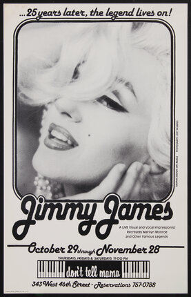 poster of a drag performer Jimmy James dressed as Marilyn Monroe 