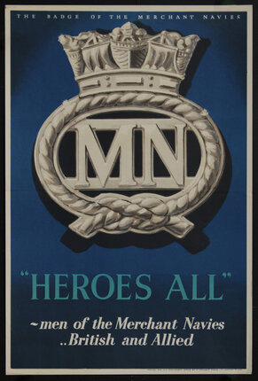 a poster of the Merchant Navy logo with a knotted rope around around the letters 