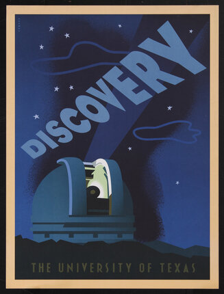 poster with a telescope dome and stars