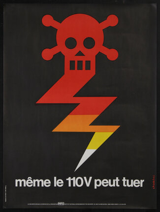 a poster with a skull and crossbones and a lightening bolt