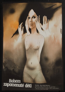 movie poster with a drawing of a woman in underwear with hands on the side of her face