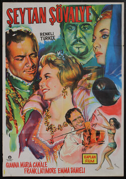 movie poster of a princess and and her admirer and other faces and scenes