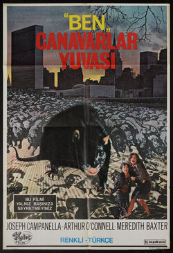 a movie poster with a large rat leading many other rats through a city and a woman and child screaming and a city skyline in the background