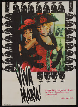 a movie poster of two women in corseted dresses and big hats with roses 