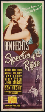 movie poster with a man and woman embracing and a woman in bed and a dancer on stage