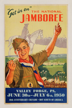 a boy scout raising his hand