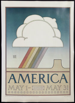a poster of a cloud and rainbow