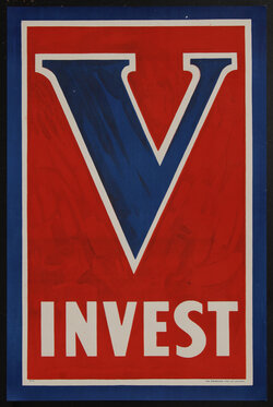 a red and blue sign with a blue v